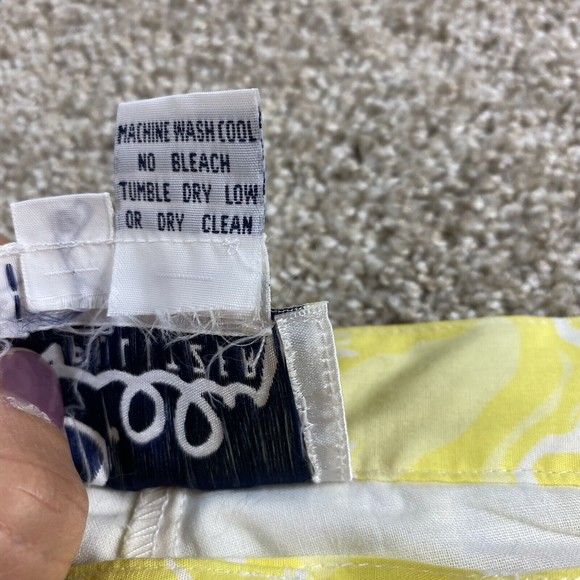 Vtg Lilly Pulitzer Pants 14 Yellow Floral Pleated Cotton Hi Waist Retro Lined - Picture 3 of 11